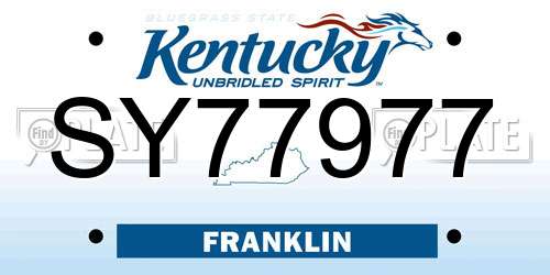 SY77977 Kentucky License Plate