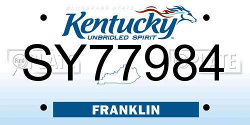 SY77984 Kentucky License Plate