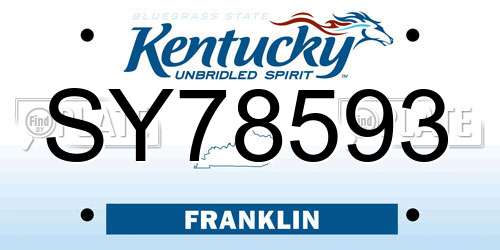 SY78593 Kentucky License Plate