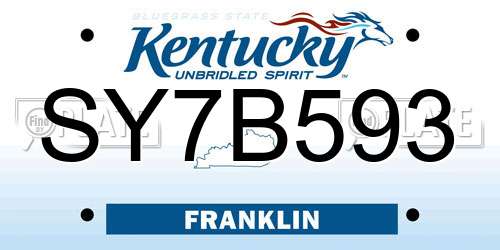 SY7B593 Kentucky License Plate