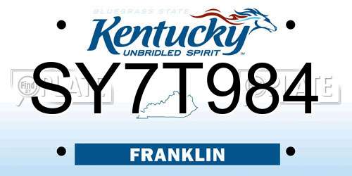 SY7T984 Kentucky License Plate