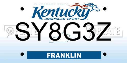 SY8G3Z Kentucky License Plate