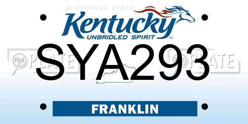 SYA293 Kentucky License Plate