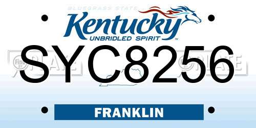 SYC8256 Kentucky License Plate