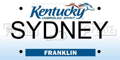 SYDNEY Kentucky License Plate