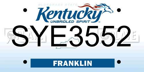 SYE3552 Kentucky License Plate