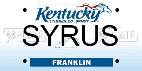 SYRUS Kentucky License Plate