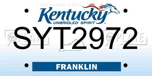 SYT2972 Kentucky License Plate