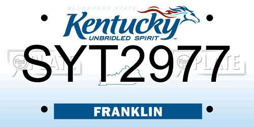 SYT2977 Kentucky License Plate