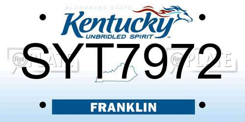 SYT7972 Kentucky License Plate