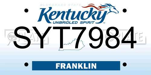 SYT7984 Kentucky License Plate