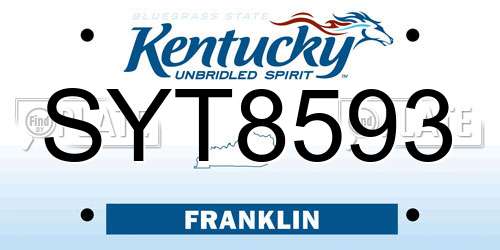 SYT8593 Kentucky License Plate