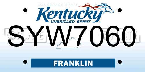 SYW7060 Kentucky License Plate