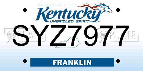 SYZ7977 Kentucky License Plate