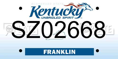 SZ02668 Kentucky License Plate
