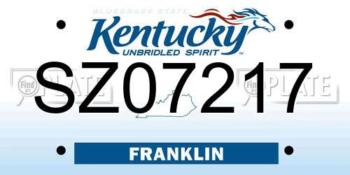 SZ07217 Kentucky License Plate