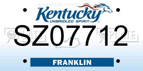 SZ07712 Kentucky License Plate