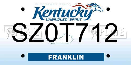 SZ0T712 Kentucky License Plate