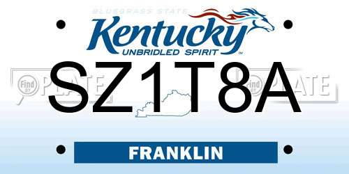 SZ1T8A Kentucky License Plate