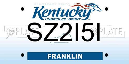 SZ2I5I Kentucky License Plate