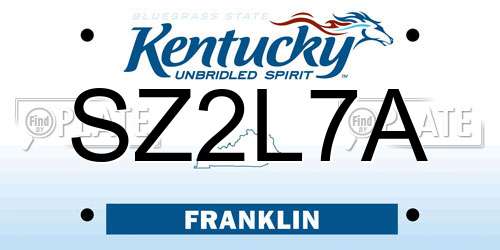 SZ2L7A Kentucky License Plate