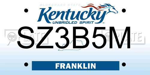 SZ3B5M Kentucky License Plate