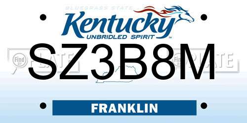 SZ3B8M Kentucky License Plate