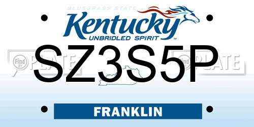 SZ3S5P Kentucky License Plate