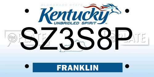 SZ3S8P Kentucky License Plate