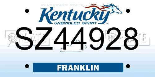 SZ44928 Kentucky License Plate