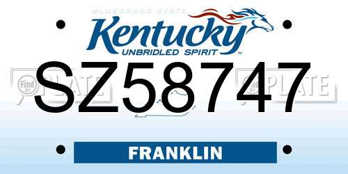 SZ58747 Kentucky License Plate