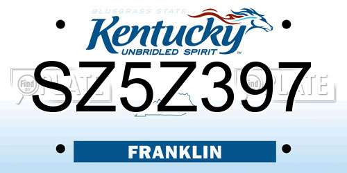 SZ5Z397 Kentucky License Plate