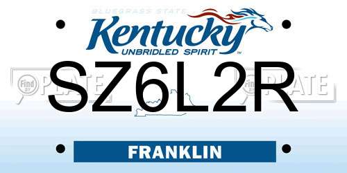 SZ6L2R Kentucky License Plate