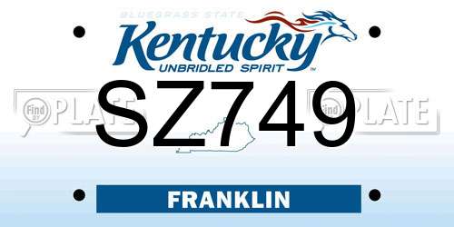 SZ749 Kentucky License Plate