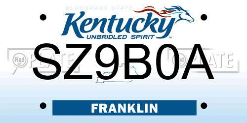 SZ9B0A Kentucky License Plate