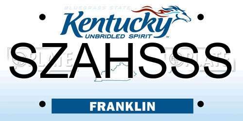 SZAHSSS Kentucky License Plate