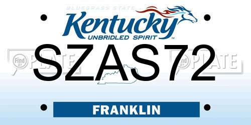 SZAS72 Kentucky License Plate