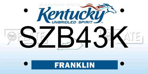 SZB43K Kentucky License Plate