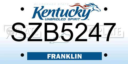 SZB5247 Kentucky License Plate