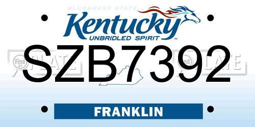 SZB7392 Kentucky License Plate