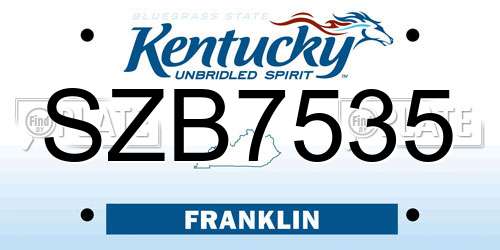 SZB7535 Kentucky License Plate