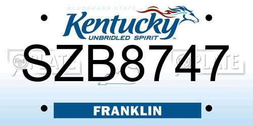SZB8747 Kentucky License Plate