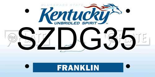 SZDG35 Kentucky License Plate