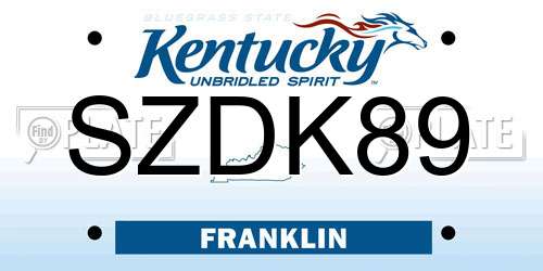 SZDK89 Kentucky License Plate