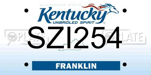 SZI254 Kentucky License Plate
