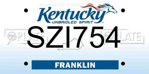 SZI754 Kentucky License Plate