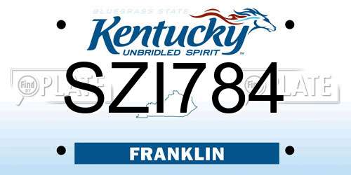 SZI784 Kentucky License Plate
