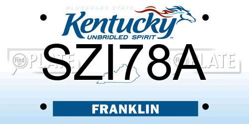 SZI78A Kentucky License Plate