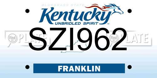 SZI962 Kentucky License Plate