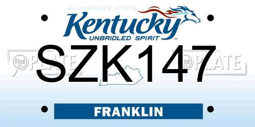 SZK147 Kentucky License Plate